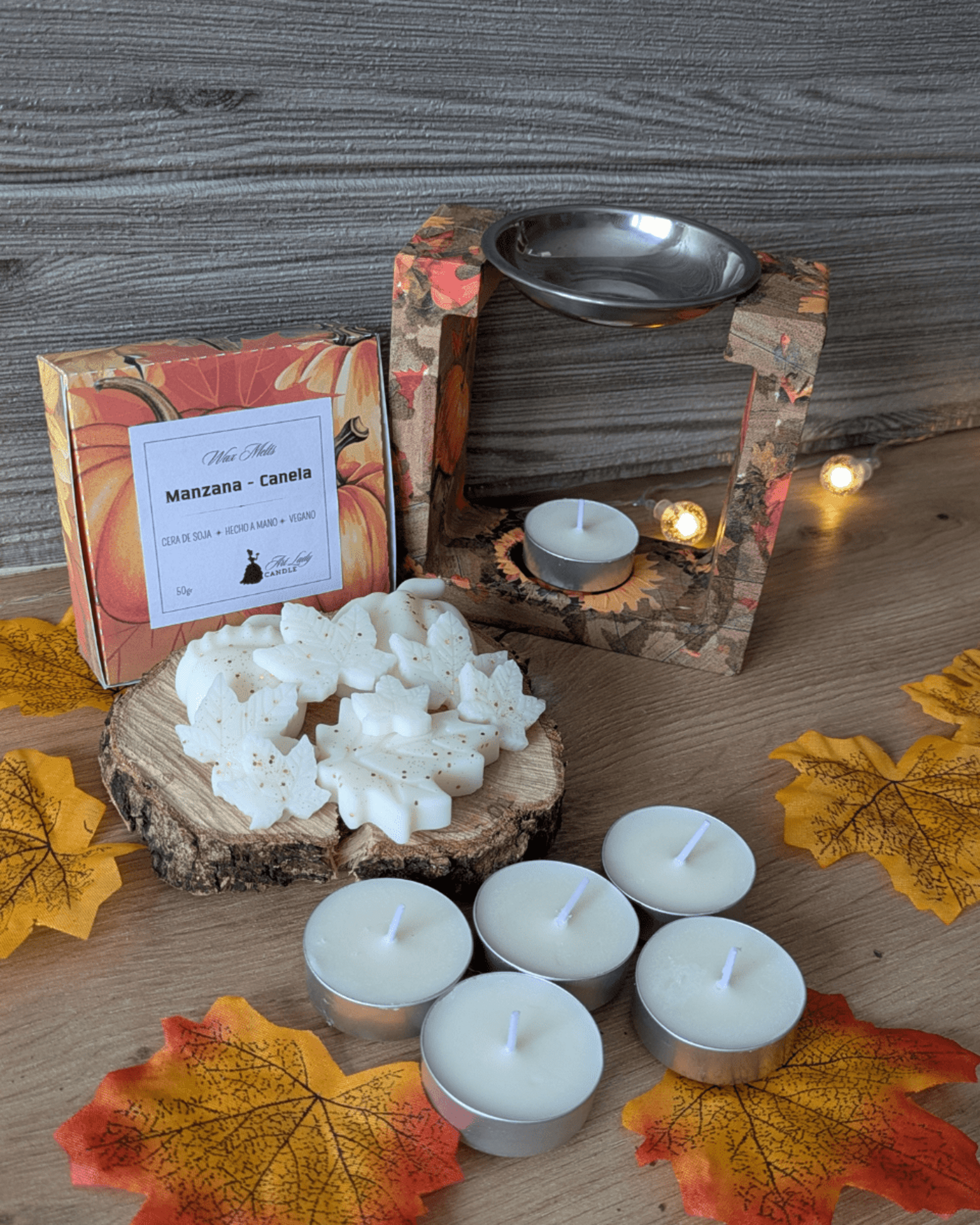 Pack clásico Quemador + 2 cajas de wax melts + 6 velas de té - 1